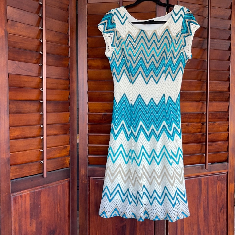 Crocheted Chevron Pattern Midi Dress - image 1